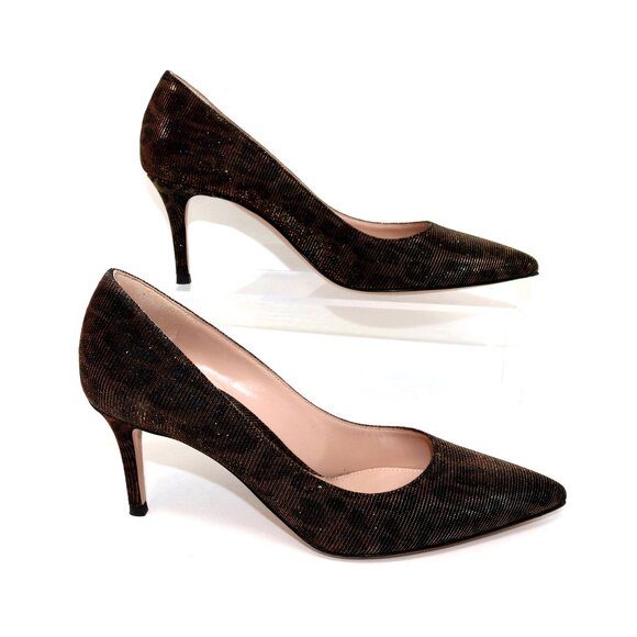 Gianvito Rossi 38 Worn Once Exopard Leopard Metallic Shimmer Heels - Picture 3 of 16